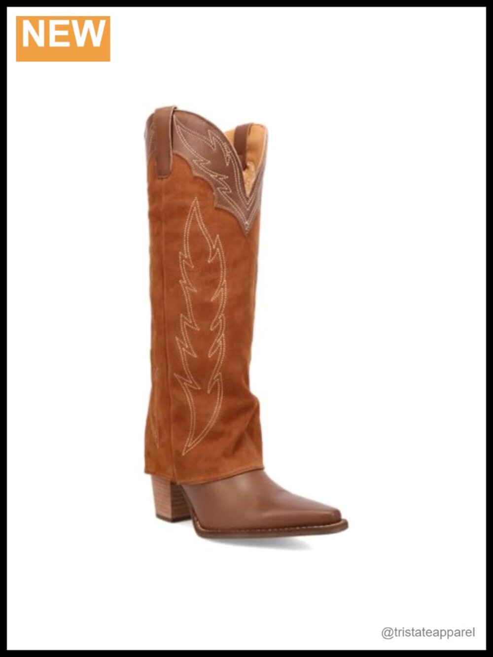 Dingo Women's Leather Knee High Snip Toe Pull On Cowgirl Boots